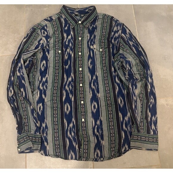 Polo by Ralph Lauren Other - Ralph Lauren Shirt Mens Extra Large Blue Western Pearl Snap Aztec Navajo Yoke